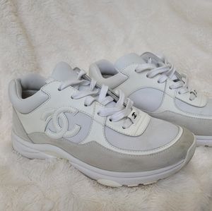 Chanel suede calfskin fabric sneakers size 37